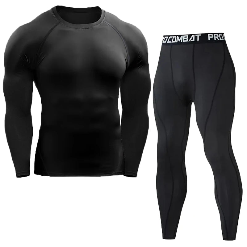 Conjunto de compressão masculino Roupas esportivas masculinas Academia Fitness Ternos de treinamento