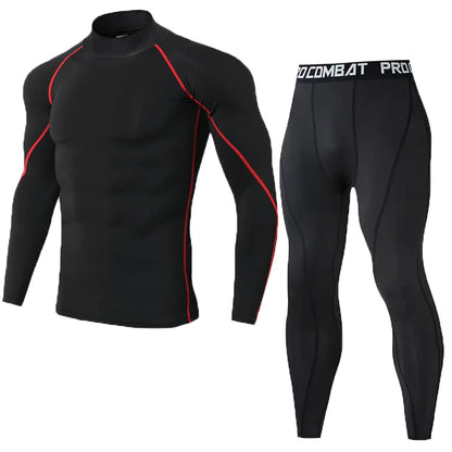 Conjunto de compressão masculino Roupas esportivas masculinas Academia Fitness Ternos de treinamento