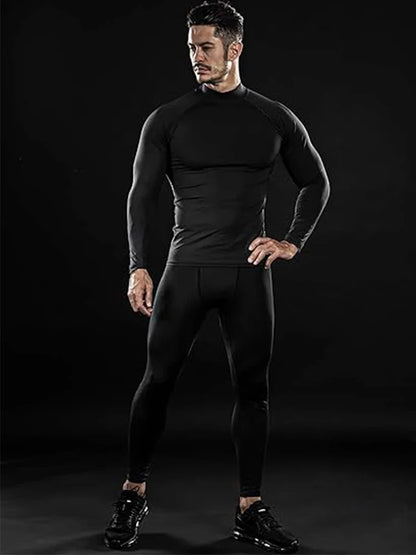 Conjunto de compressão masculino Roupas esportivas masculinas Academia Fitness Ternos de treinamento