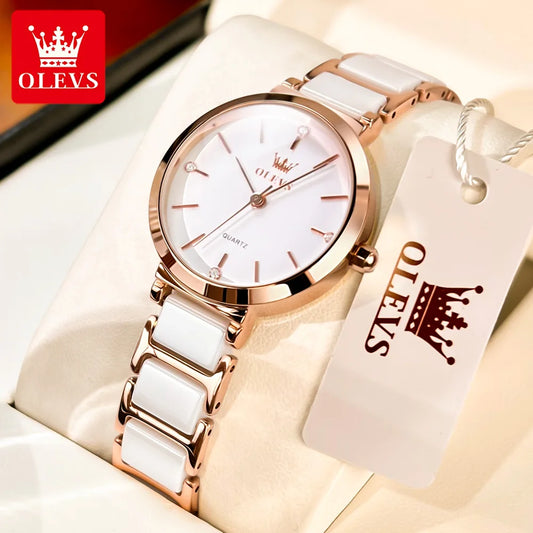 Relógio de pulso feminino Relógio de marca de luxo para mulheres Pulseira elegante Moda impermeável Quartzo